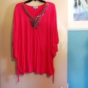 Beaded butterfly with side ties blouse